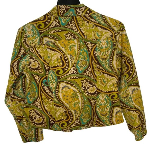 Gaudy Couture Womens Yellow Paisley Jacket with Green Sequins Size M Boho Fairy - Picture 2 of 9